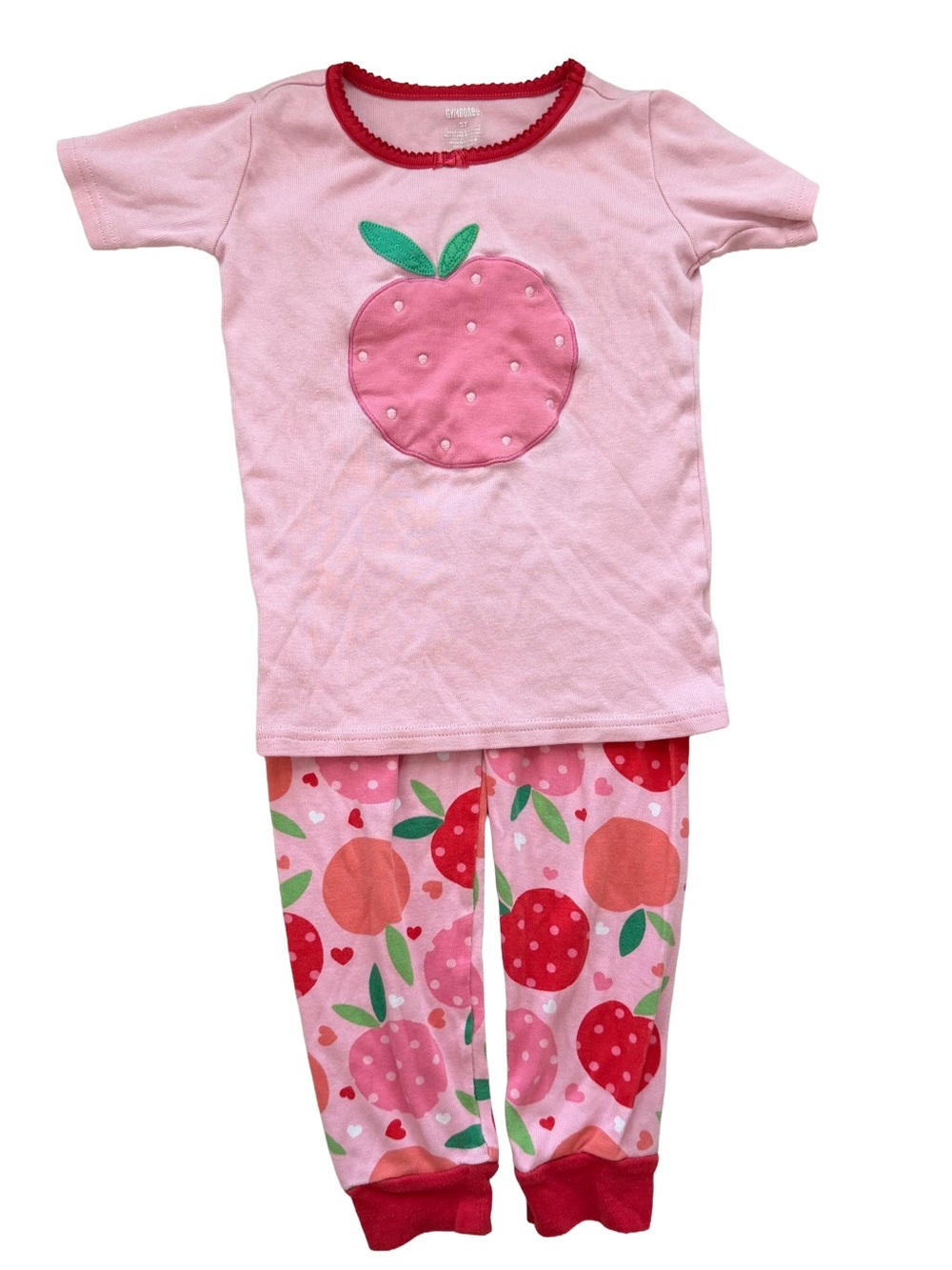 Gymboree Pink Fruit Heart Gymmies Pajamas 5T EUC
